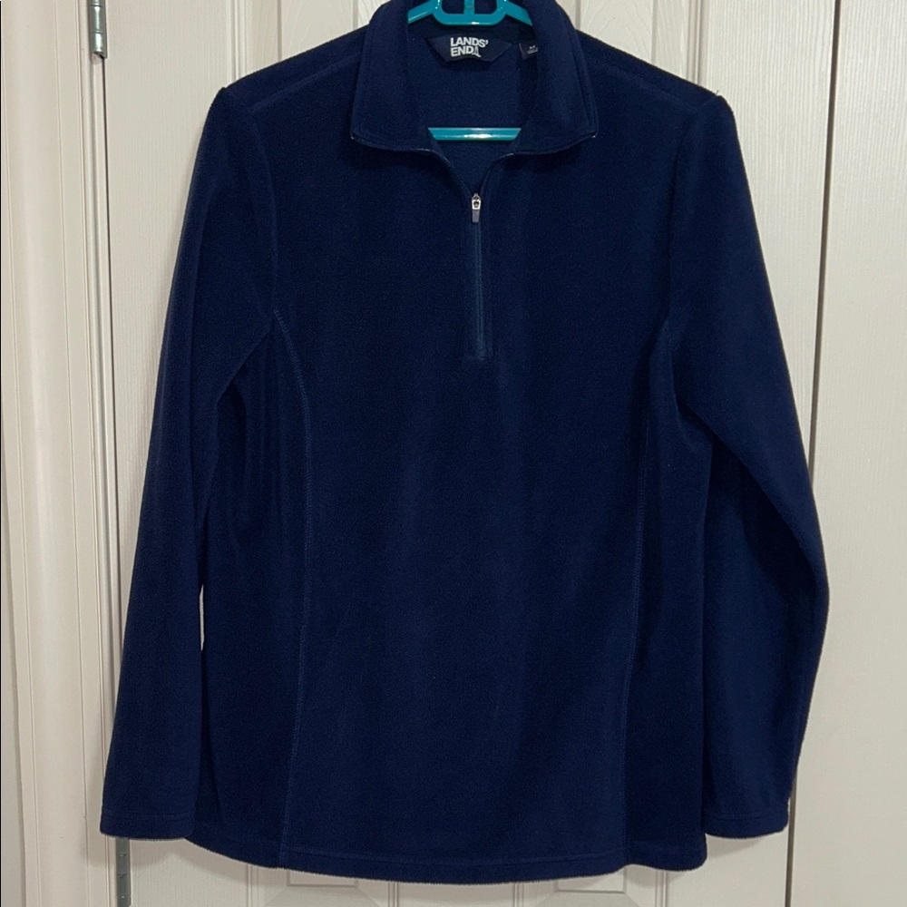 Lands' End women’s Deep Blue Zip-Up fleece pullover